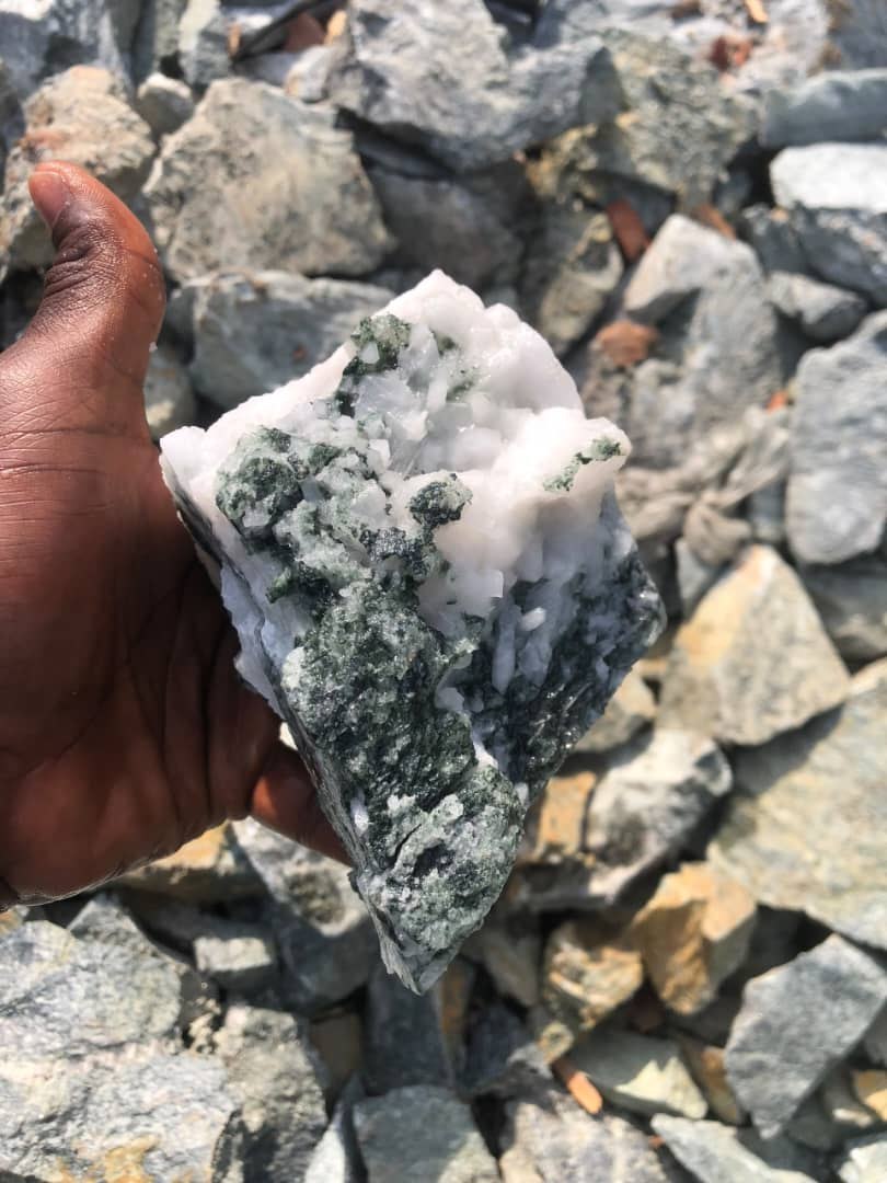 Quality quartz vein being collected