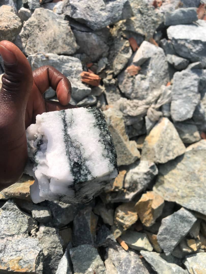 Quality quartz vein being collected